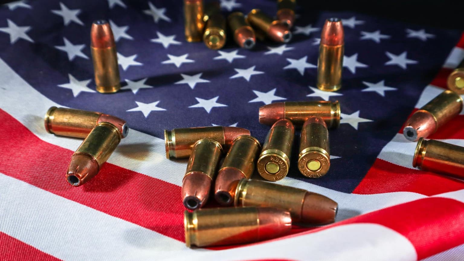 Bullets on an American flag
