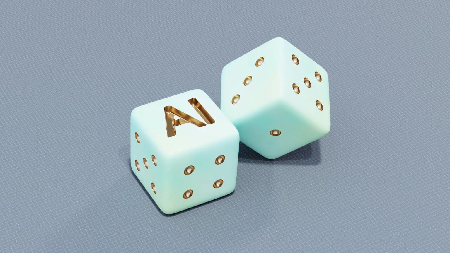 A pair of dice. One side of one die says "AI" instead of the normal dots.